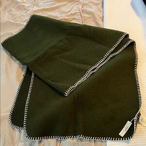 Madewell Dark Green Scarf with White Stitching